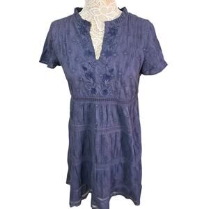 Sundance Gray Coquette Sundress With Lace Trim - 100% Cotton EUC
